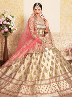 Thumbnail for Myra Tortila Brown Satin Embroidered Lehenga - Distacart