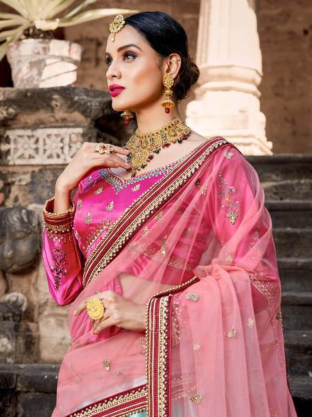 Myra Skyblue Embroidered Lehenga - Distacart