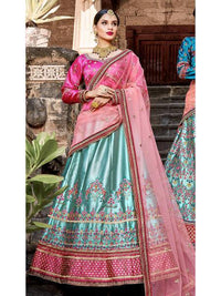 Thumbnail for Myra Skyblue Embroidered Lehenga - Distacart