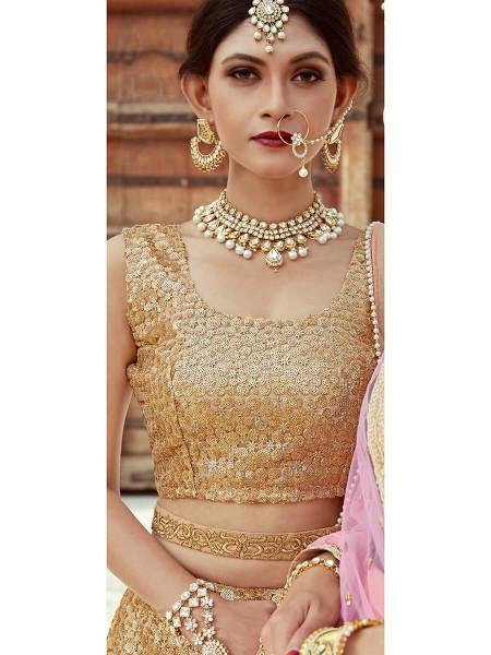 Myra Beige Soft net Lahanga - Distacart