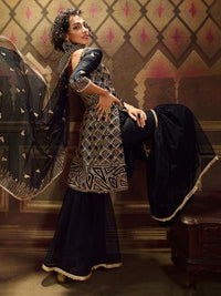 Thumbnail for Myra Black Soft Net Gharara Suit - Distacart