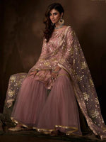 Thumbnail for Myra Purple Soft Net Gharara Suit - Distacart