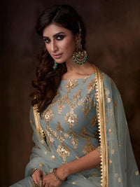 Thumbnail for Myra Grey Soft Net Gharara Suit - Distacart