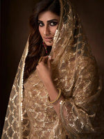 Thumbnail for Myra Beige Soft Net Gharara Suit - Distacart