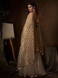 Thumbnail for Myra Beige Soft Net Gharara Suit - Distacart