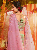 Thumbnail for Myra Green and Pure Organza Embroidered Lehenga - Distacart