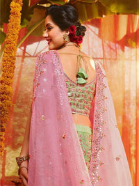 Thumbnail for Myra Green and Pure Organza Embroidered Lehenga - Distacart