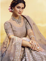 Thumbnail for Myra Onion Heavy Embroidered crepe Lehenga - Distacart