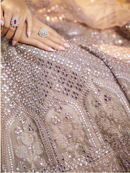 Myra Onion Heavy Embroidered crepe Lehenga - Distacart