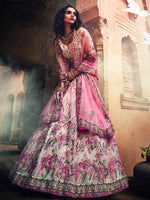Thumbnail for Myra Off White Organza Heavy Embroidered Lehenga - Distacart