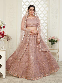 Thumbnail for Myra Beautiful Dusty Pink Heavy Embroidered Net