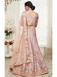 Thumbnail for Myra Peach Mulberry Embroidered Lehenga