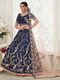 Thumbnail for Myra Navy Blue Mulberry Embroidered