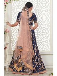 Thumbnail for Myra Navy Blue Mulberry Embroidered Lehenga online