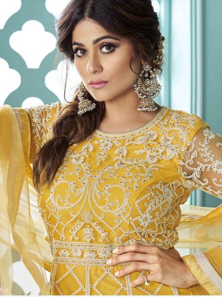 Myra Yellow Heavy Embroidered Gharara Suit