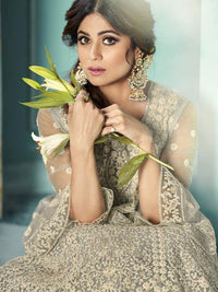 Thumbnail for Myra Dusty Grey Beautiful Heavy Embroidered Gharara Suit online