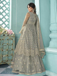 Thumbnail for Myra Dusty Grey Beautiful Heavy Embroidered Gharara