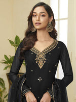 Thumbnail for Black Georgette Embroidered Palazzo Suit