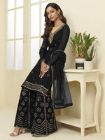 Thumbnail for Myra Black Georgette Embroidered Palazzo Suit