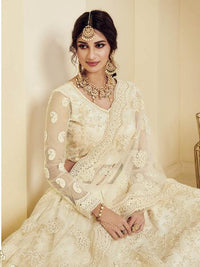 Thumbnail for Myra Fashion Off White Heavy Embroidered Net Bridal Lehenga online