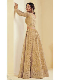 Thumbnail for Beautiful Fashion Golden Heavy Embroidered Net Bridal