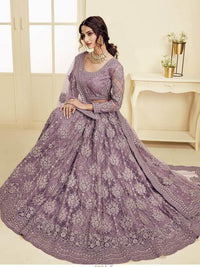 Thumbnail for Myra Violet Heavy Embroidered Net Bridal Lehenga