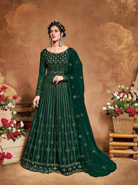 Thumbnail for Myra Deep Green Butterfly Net Embroidered Anarkali Suit