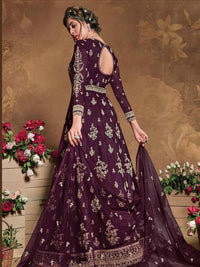 Thumbnail for Myra Purple Butterfly Net Embroidered Anarkali Suit