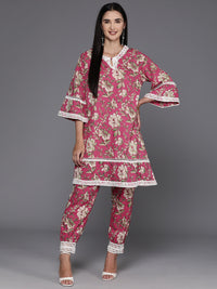 Thumbnail for Biba Women Floral Printed Regular Pure Cotton Kurta with Trousers - Distacart