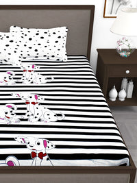 Thumbnail for Story@home White & Black Cartoon Characters King Bedsheet with 2 Pillow Covers - Distacart