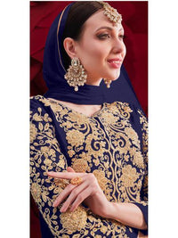 Thumbnail for Myra Navy Blue Georgette Embroidered Anarkali Pant Style Suit online