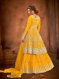 Thumbnail for Beautiful Mustard Yellow Heavy Embroidered