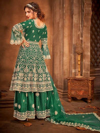 Thumbnail for Green Heavy Embroidered Gharara