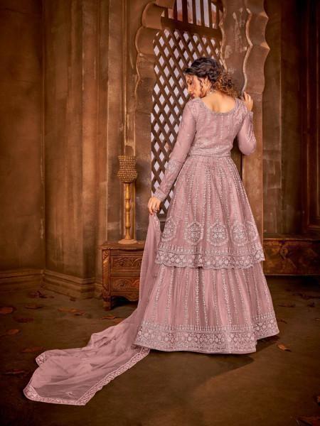 Myra Dusty Pink Heavy Embroidered Gharara