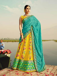 Thumbnail for Myra Beautiful Multicolour Silk Muslan Printed Traditional Lehenga Choli