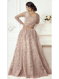 Thumbnail for Myra Dusty Pink Heavy Embroidered Net Bridal Lehenga
