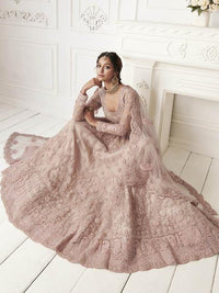 Thumbnail for Myra Dusty Pink Heavy Embroidered Net Bridal
