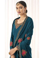 Thumbnail for Blue Georgette Embroidered Palazzo Suit