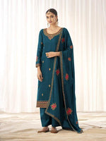 Thumbnail for Myra Blue Georgette Embroidered Palazzo