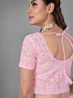 Thumbnail for Myra Pink Heavy Embroidered Soft Net bridal Lehenga - Distacart