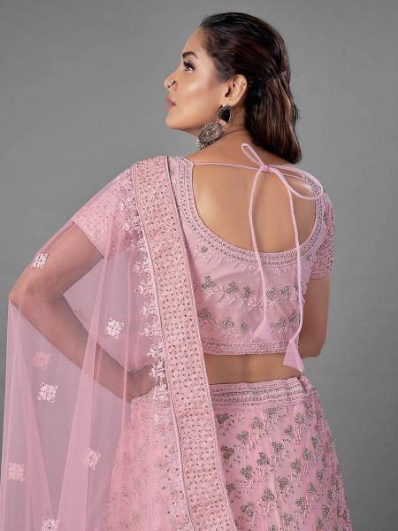 Myra Pink Heavy Embroidered Soft Net Bridal Beautiful Lehenga