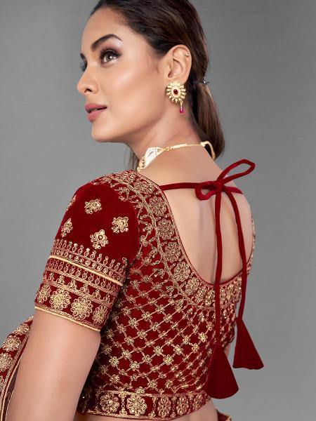 Myra Musturd Heavy Embroidered Soft Net and Velvet bridal Lehenga - Distacart