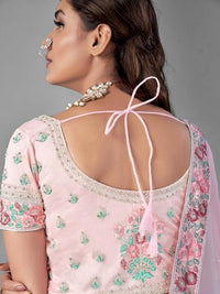 Thumbnail for Beautiful Pink Heavy Embroidered Soft Net Bridal