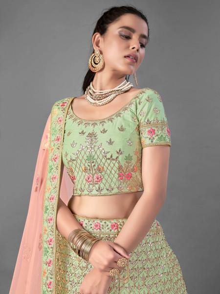 Myra Beautiful Pista Heavy Embroidered