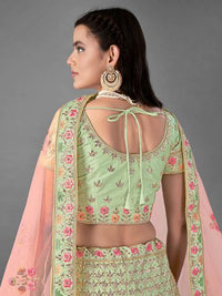 Thumbnail for Myra Beautiful Pista Heavy Embroidered Art Silk Bridal