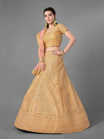 Thumbnail for Myra Latest Yellow Heavy Embroidered Art Silk Bridal