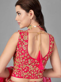 Thumbnail for Myra Red Heavy Embroidered Soft Net bridal Lehenga - Distacart