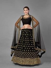 Thumbnail for Myra Black Heavy Embroidered Georgette Bridal Lehenga