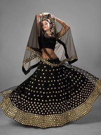 Thumbnail for Myra Black Heavy Embroidered Georgette