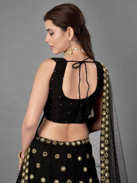 Thumbnail for Black Heavy Embroidered Georgette Bridal Lehenga